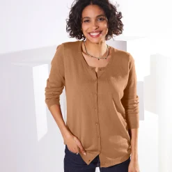 Trui En Vest<Blancheporte Effen cardigan met kasjmiertouch hazelnootbruin
