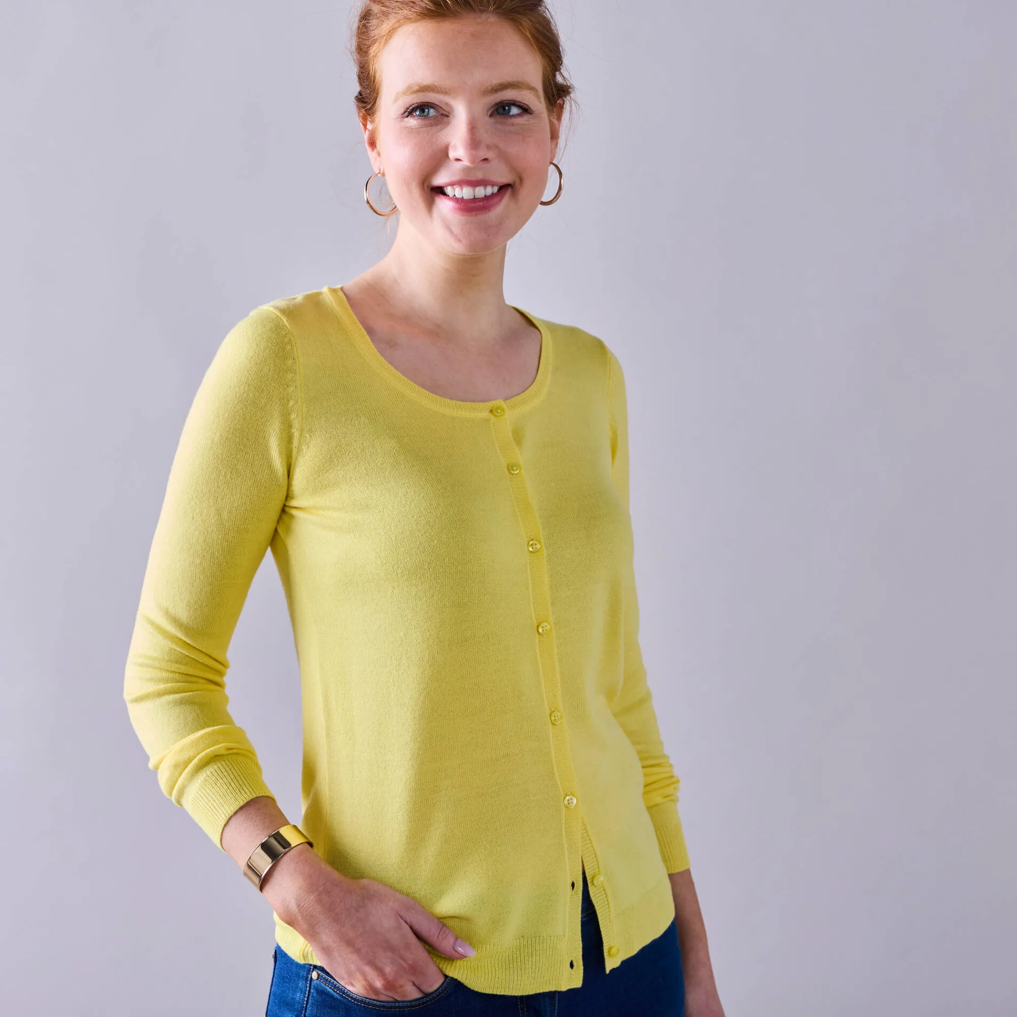 Trui En Vest<Blancheporte Effen cardigan met kasjmiertouch lichtgeel
