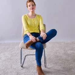 Trui En Vest<Blancheporte Effen cardigan met kasjmiertouch lichtgeel