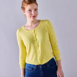 Trui En Vest<Blancheporte Effen cardigan met kasjmiertouch lichtgeel