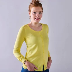 Trui En Vest<Blancheporte Effen cardigan met kasjmiertouch lichtgeel