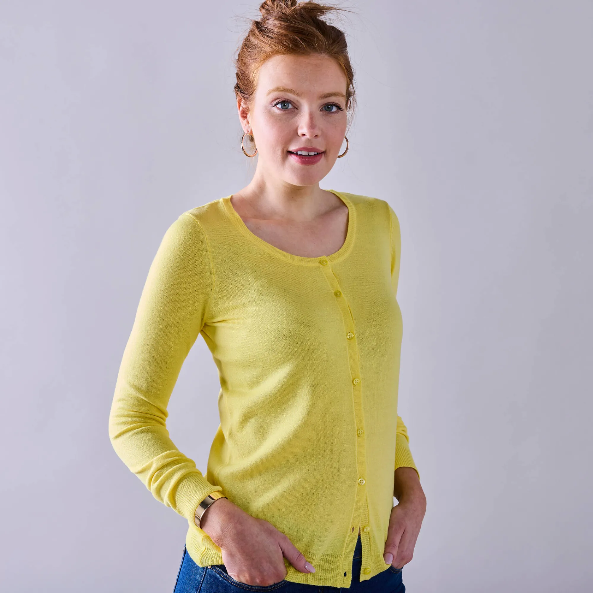 Trui En Vest<Blancheporte Effen cardigan met kasjmiertouch lichtgeel