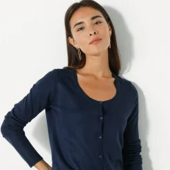 Trui En Vest<Blancheporte Effen cardigan met kasjmiertouch marine