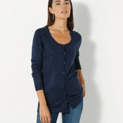 Trui En Vest<Blancheporte Effen cardigan met kasjmiertouch marine