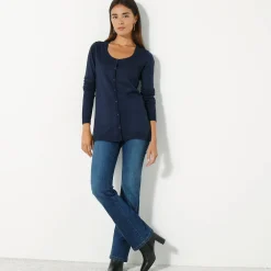Trui En Vest<Blancheporte Effen cardigan met kasjmiertouch marine