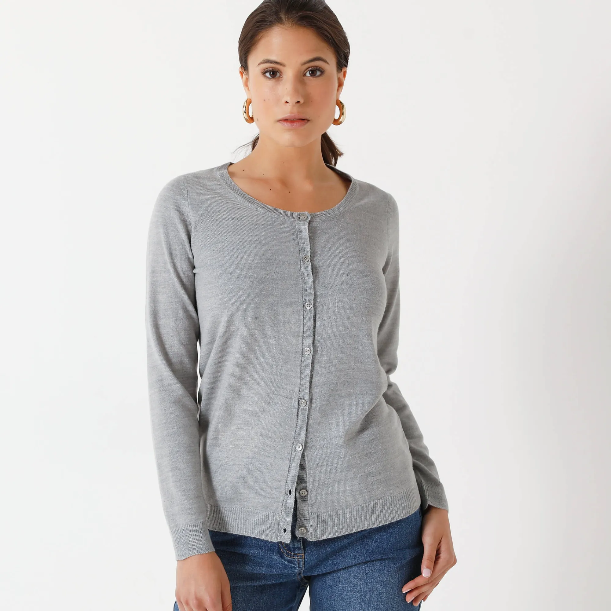 Trui En Vest<Blancheporte Effen cardigan met kasjmiertouch chiné grijs
