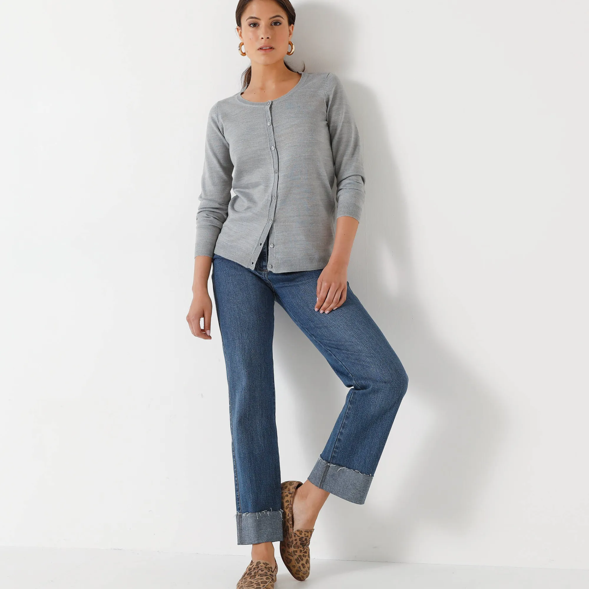 Trui En Vest<Blancheporte Effen cardigan met kasjmiertouch chiné grijs
