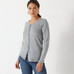 Trui En Vest<Blancheporte Effen cardigan met kasjmiertouch chiné grijs