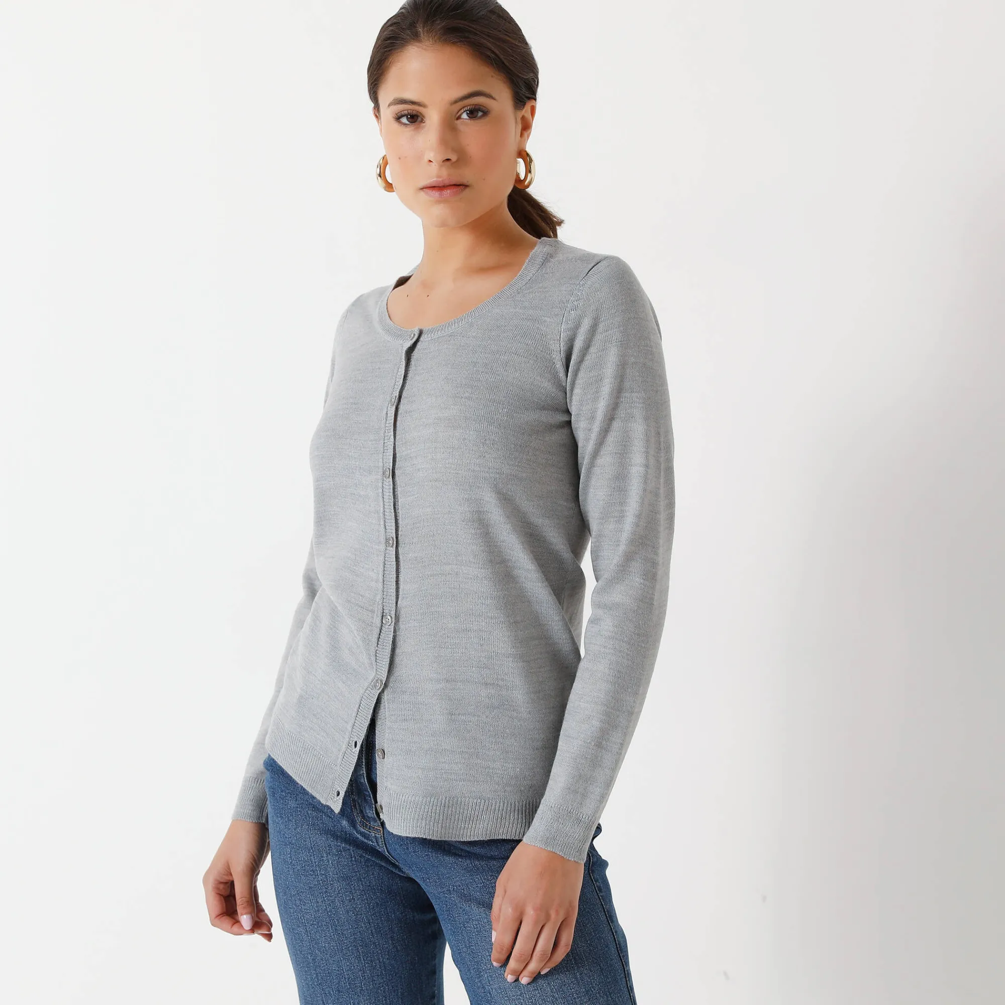 Trui En Vest<Blancheporte Effen cardigan met kasjmiertouch chiné grijs
