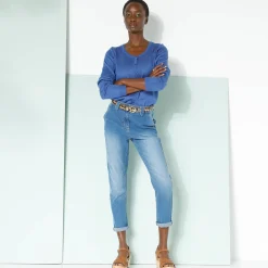 Trui En Vest<Blancheporte Effen cardigan met kasjmiertouch felblauw