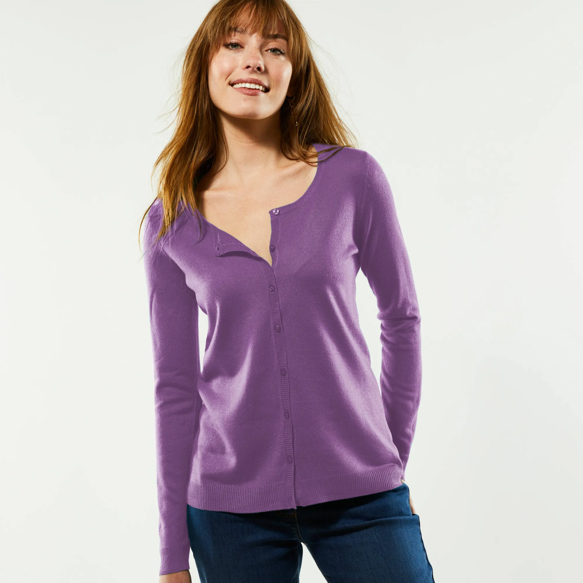 Trui En Vest<Blancheporte Effen cardigan met kasjmiertouch parma