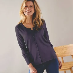 Trui En Vest<Blancheporte Effen cardigan met kasjmiertouch aubergine