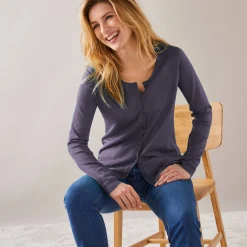 Trui En Vest<Blancheporte Effen cardigan met kasjmiertouch aubergine