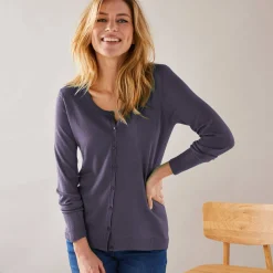 Trui En Vest<Blancheporte Effen cardigan met kasjmiertouch aubergine