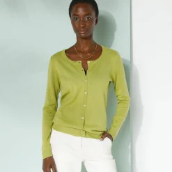 Trui En Vest<Blancheporte Effen cardigan met kasjmiertouch mosgroen