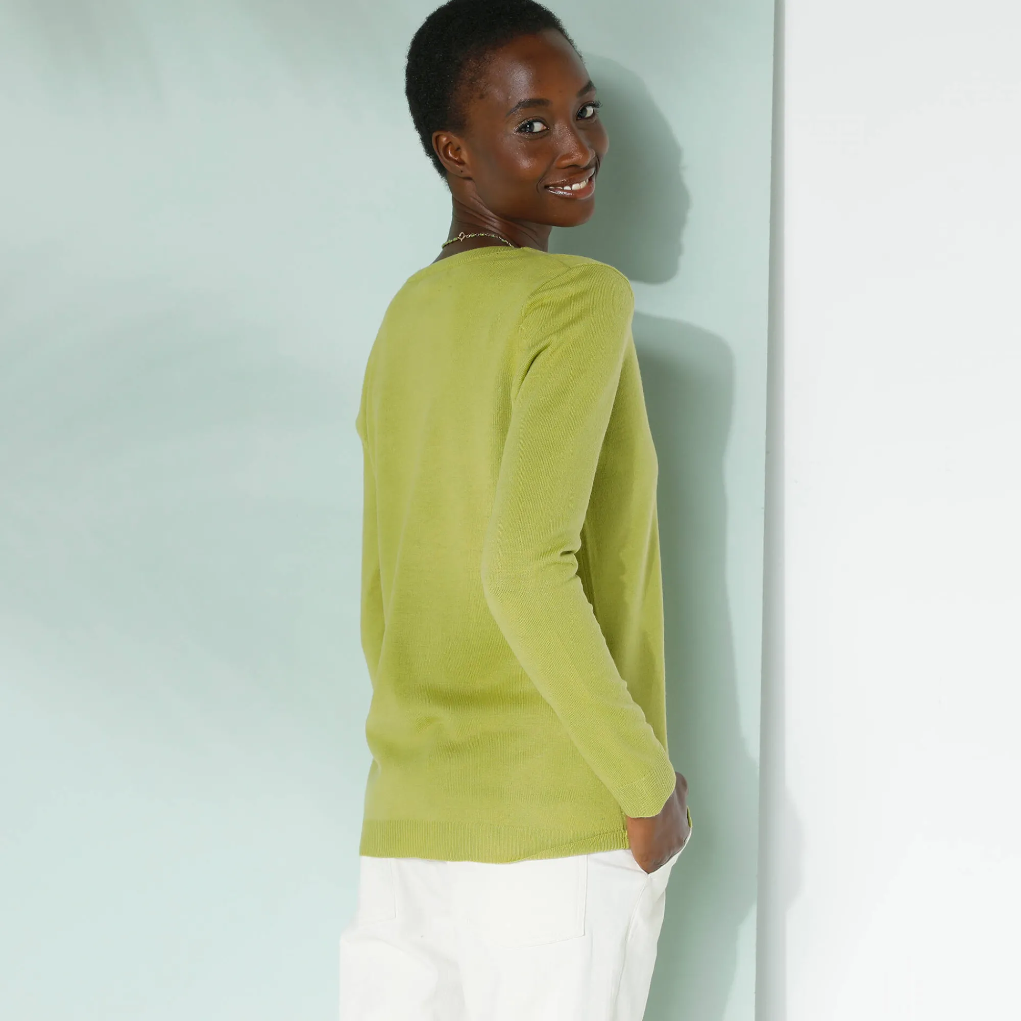 Trui En Vest<Blancheporte Effen cardigan met kasjmiertouch mosgroen
