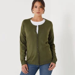 Trui En Vest<Blancheporte Effen cardigan met kasjmiertouch kaki