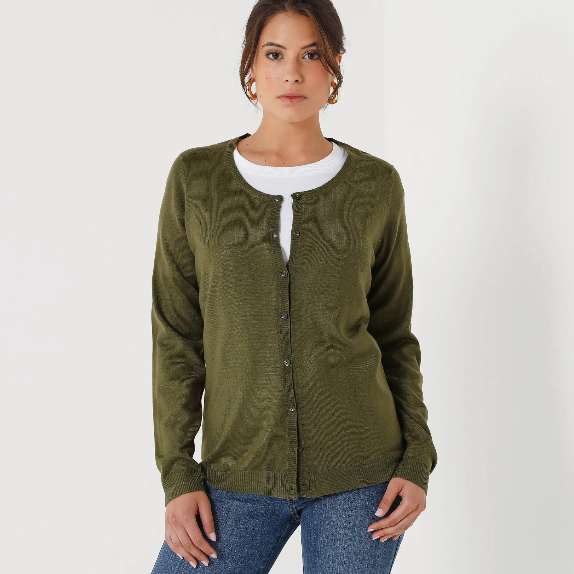 Trui En Vest<Blancheporte Effen cardigan met kasjmiertouch kaki