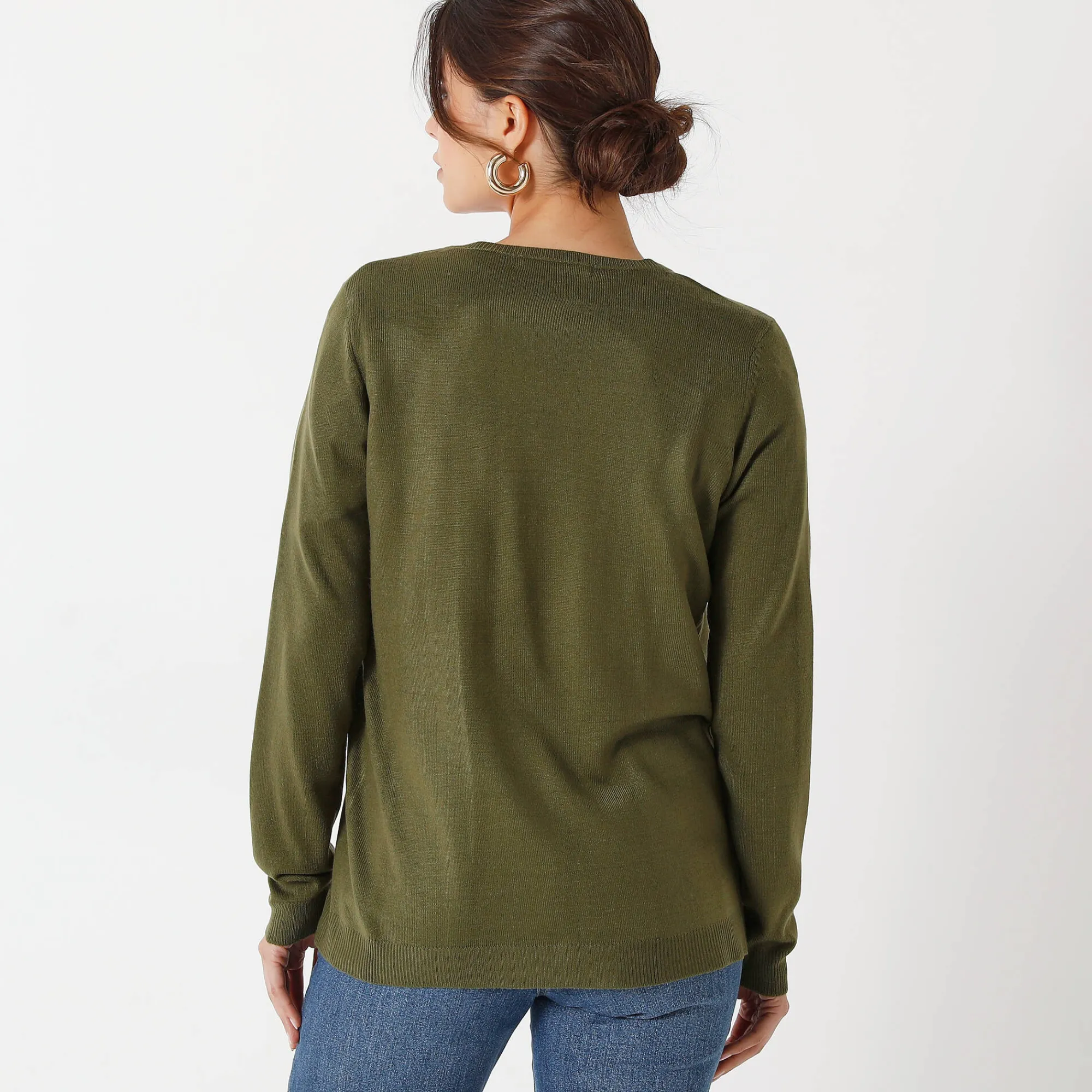 Trui En Vest<Blancheporte Effen cardigan met kasjmiertouch kaki