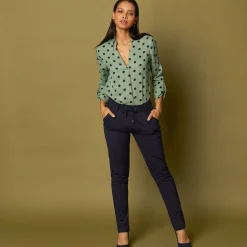 Broek<Blancheporte Effen chino broek, milanotricot marine