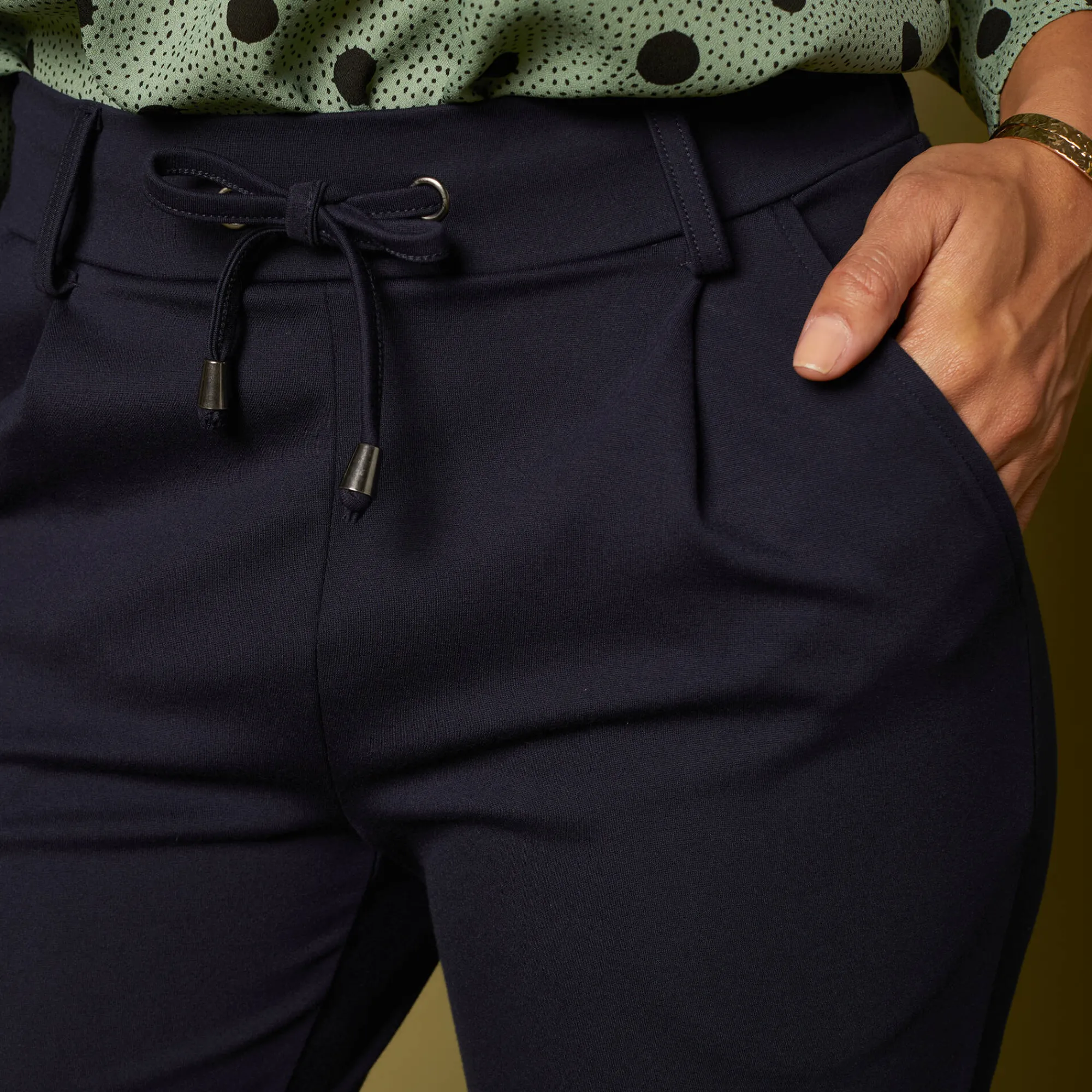 Broek<Blancheporte Effen chino broek, milanotricot marine