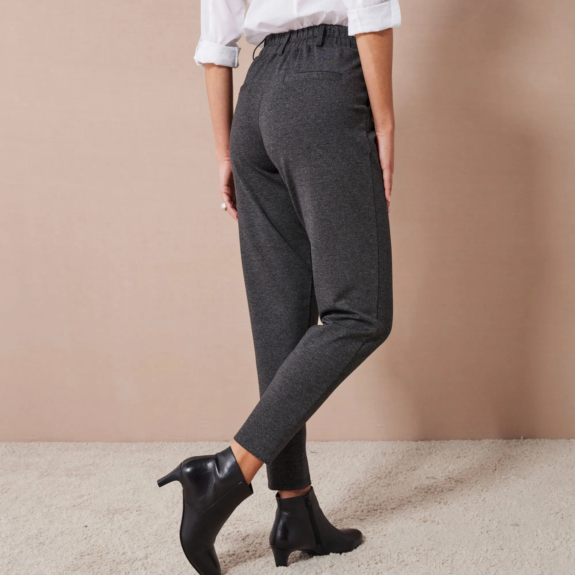 Broek<Blancheporte Effen chino broek, milanotricot chiné antraciet
