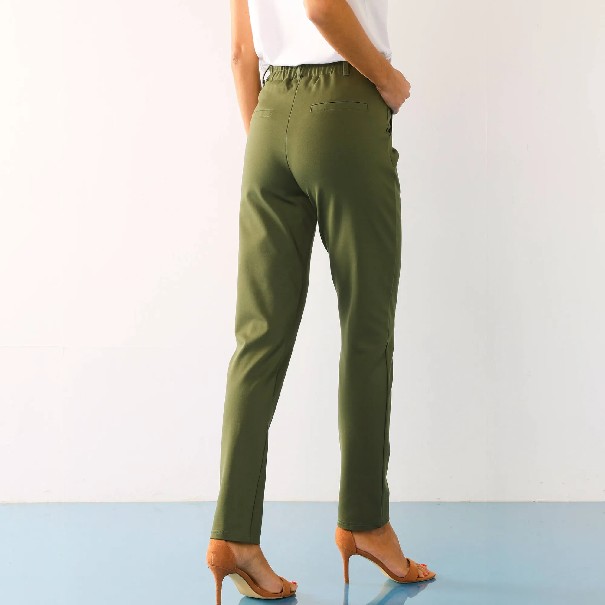 Broek<Blancheporte Effen chino broek, milanotricot kaki
