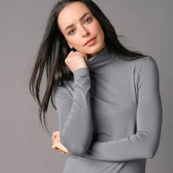T-Shirt En Topje|Trui En Vest<Blancheporte Effen coltrui in stretchstof grijs