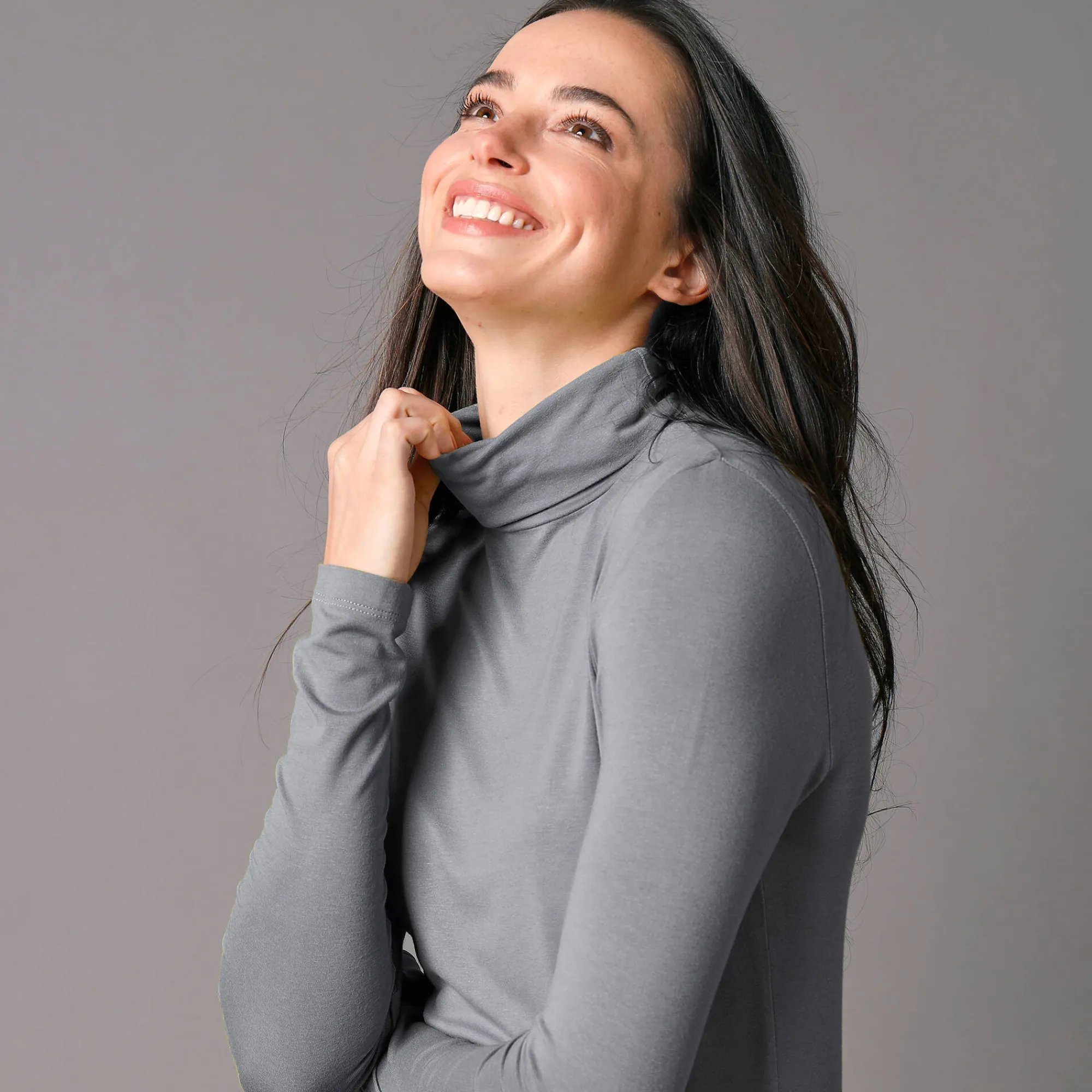 T-Shirt En Topje|Trui En Vest<Blancheporte Effen coltrui in stretchstof grijs