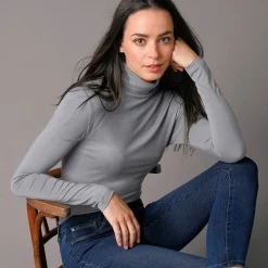 T-Shirt En Topje|Trui En Vest<Blancheporte Effen coltrui in stretchstof grijs