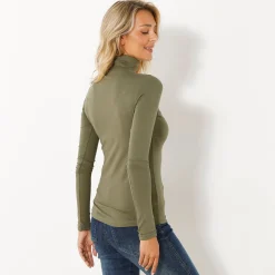 T-Shirt En Topje|Trui En Vest<Blancheporte Effen coltrui in stretchstof olijfgroen
