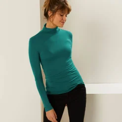 T-Shirt En Topje|Trui En Vest<Blancheporte Effen coltrui in stretchstof dennengroen