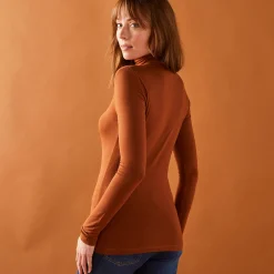 T-Shirt En Topje|Trui En Vest<Blancheporte Effen coltrui in stretchstof karamel