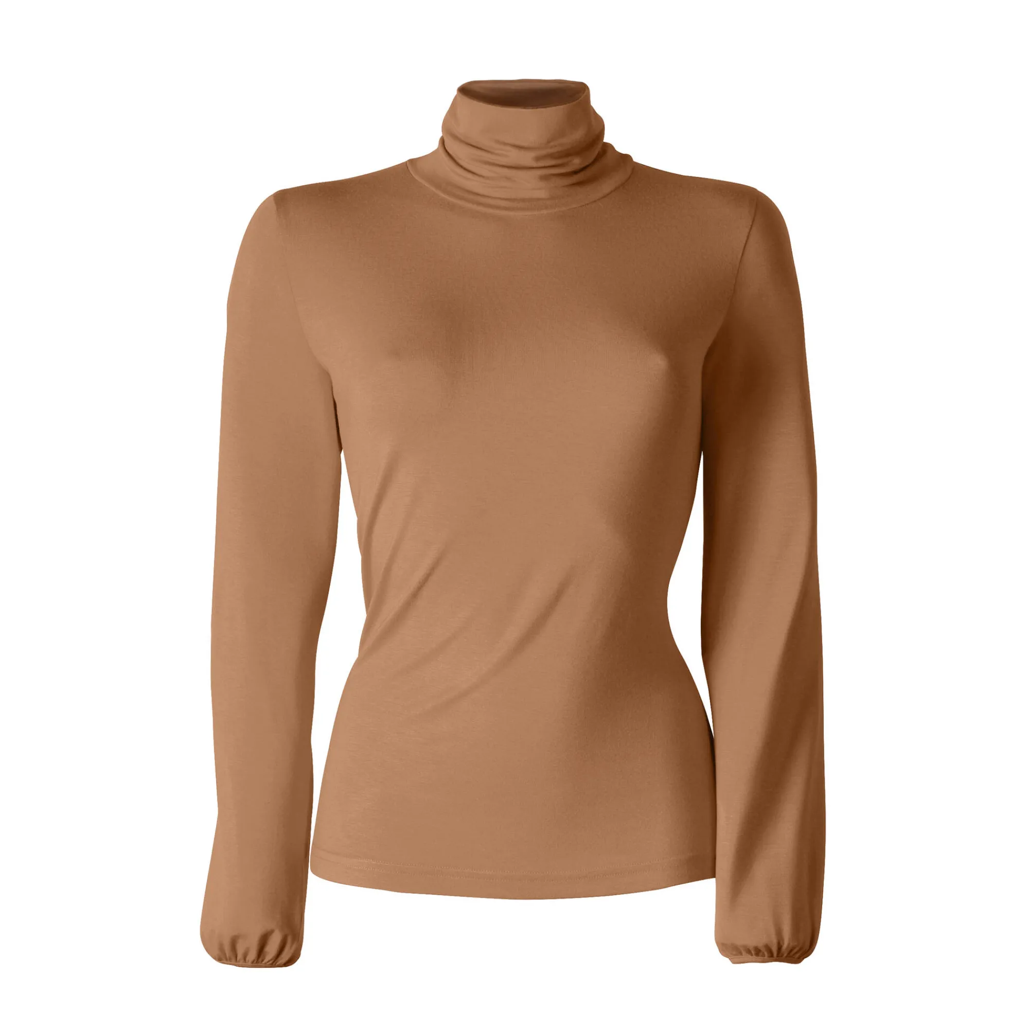 T-Shirt En Topje|Trui En Vest<Blancheporte Effen coltrui in stretchstof karamel