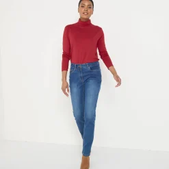 T-Shirt En Topje|Trui En Vest<Blancheporte Effen coltrui in stretchstof donkerrood
