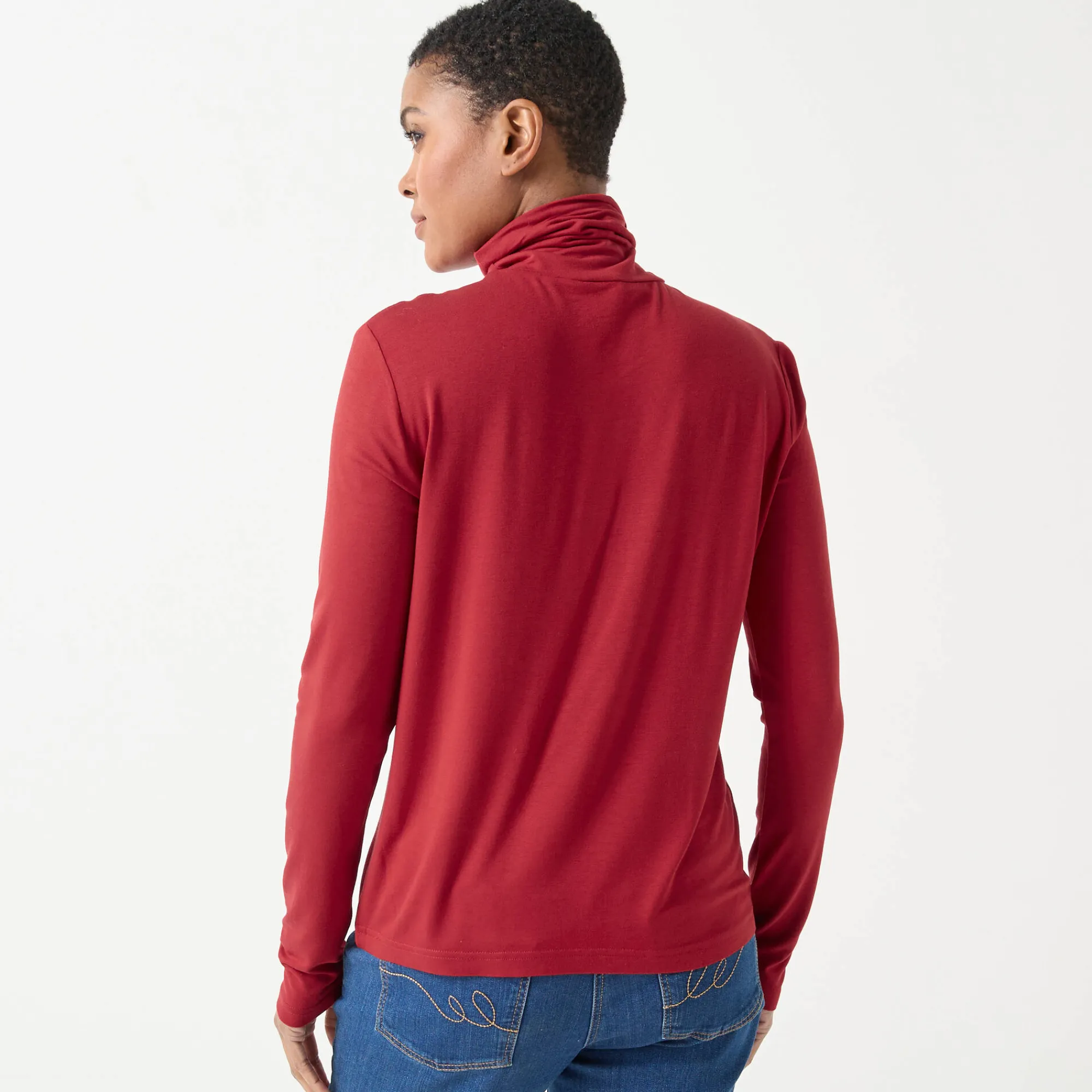 T-Shirt En Topje|Trui En Vest<Blancheporte Effen coltrui in stretchstof donkerrood