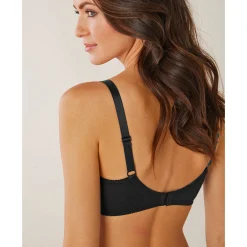 Beha<Confidence Lingerie Effen geborduurde beha in gekruist model Olbia - zonder beugels zwart