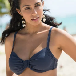 Badmode|Badmode<Blancheporte Effen, gedrapeerde bikinibeha van Solaro, met beugels marine