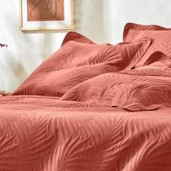 Deken En Bedsprei|Deken, Boutis En Bedsprei<Blancheporte Effen, gematelasseerd deken met 'bladeren' print in reliëf terracotta