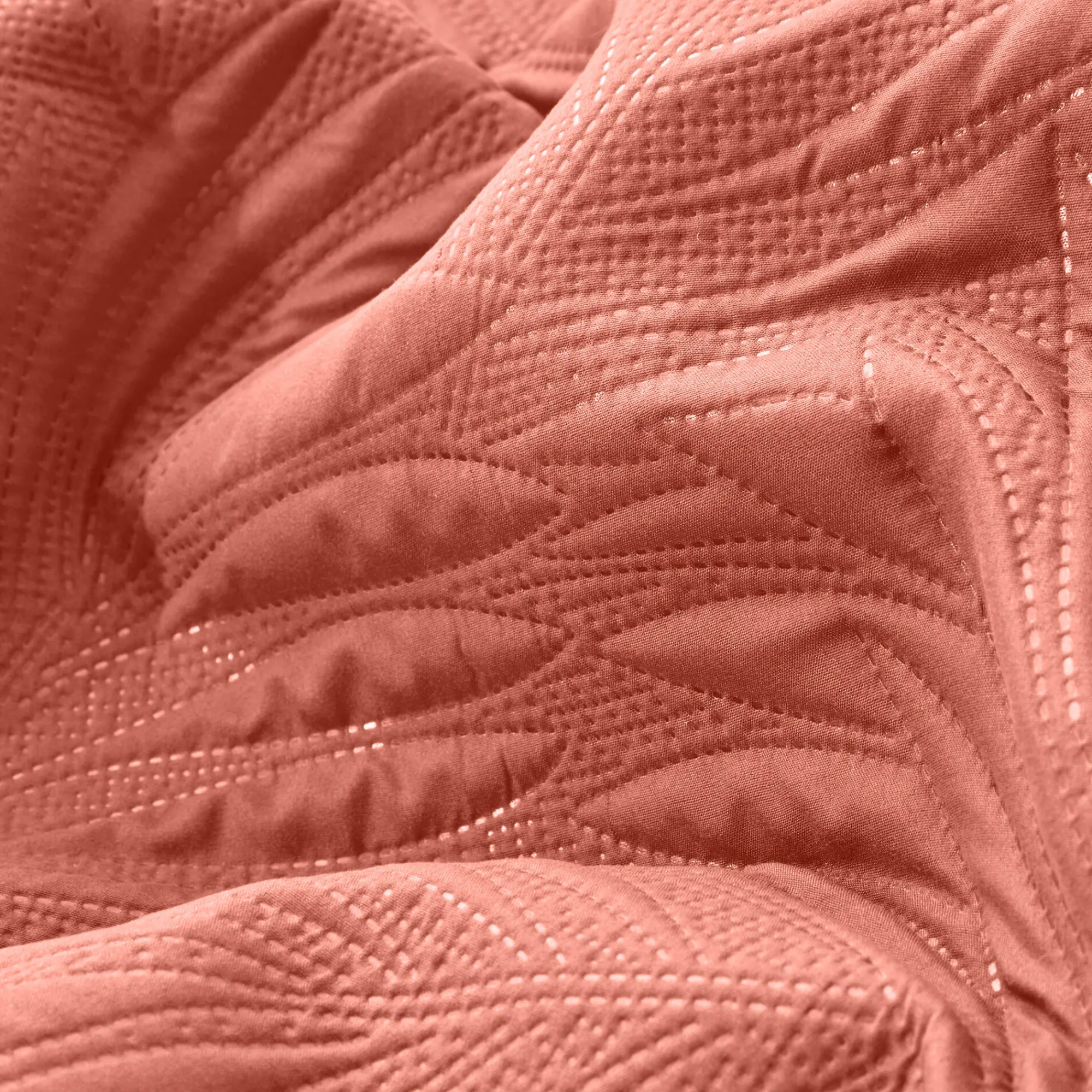 Deken En Bedsprei|Deken, Boutis En Bedsprei<Blancheporte Effen, gematelasseerd deken met 'bladeren' print in reliëf terracotta