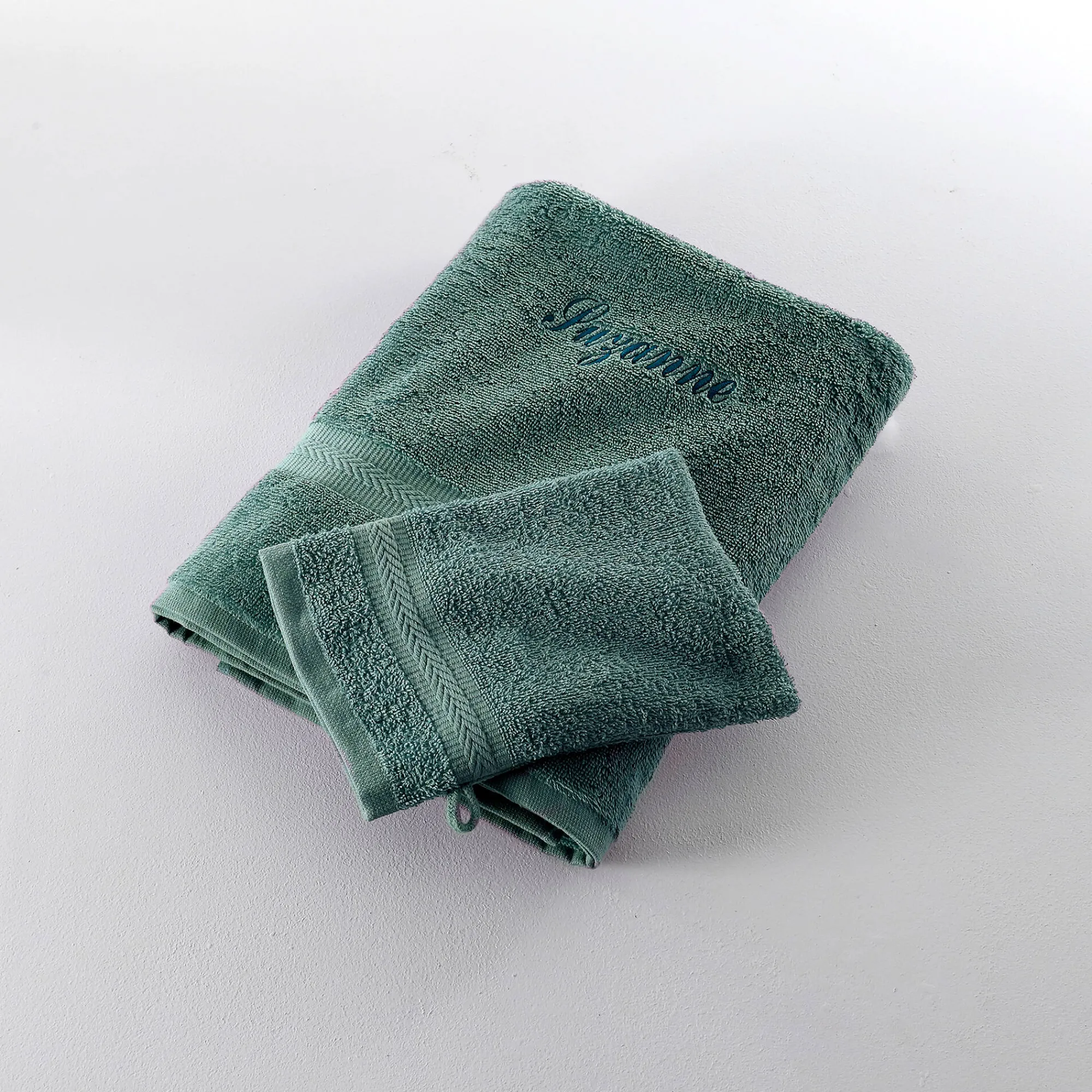 Badhanddoek|Handdoek En Badlaken Kids<Colombine Effen handdoek, zacht comfort, personaliseerbaar eucalyptus