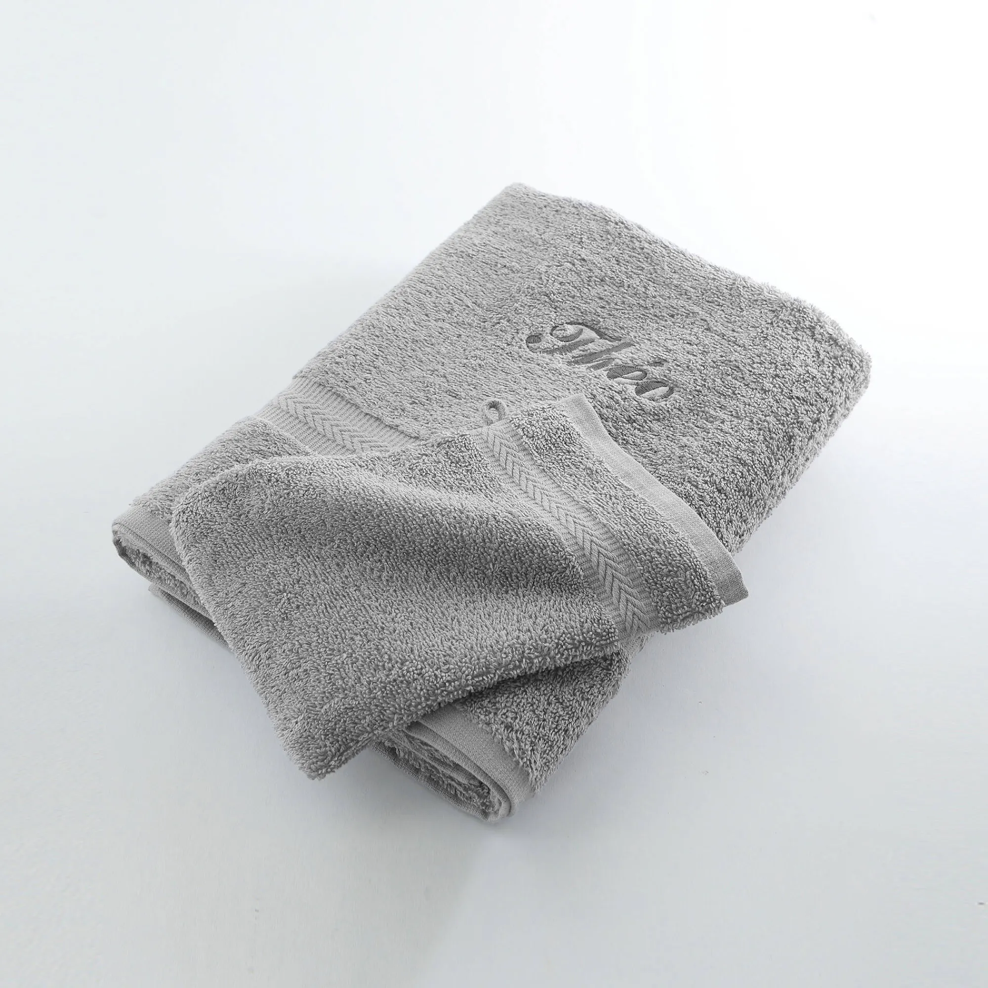 Badhanddoek|Handdoek En Badlaken Kids<Colombine Effen handdoek, zacht comfort, personaliseerbaar grijs