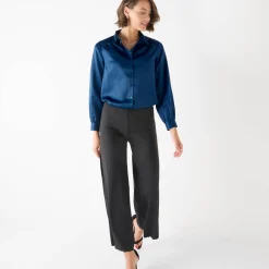 Feestoutfits Dames|Bloes En Tuniek<Blancheporte Effen hemd met ruim volume, satijn nachtblauw