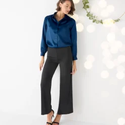 Feestoutfits Dames|Bloes En Tuniek<Blancheporte Effen hemd met ruim volume, satijn nachtblauw