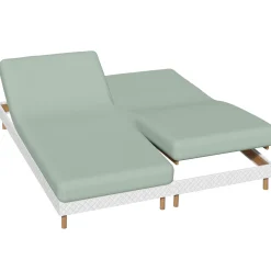 Hoeslaken<Colombine Effen hoeslaken in flanel voor gelede bedbodem, hoeken van 26 cm amandel groen