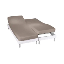 Hoeslaken<Colombine Effen hoeslaken in flanel voor gelede bedbodem, hoeken van 26 cm taupe