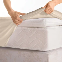 Hoeslaken<Colombine Effen hoeslaken in jersey, hoekdiepte 40 cm zandkleur