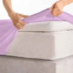 Hoeslaken<Colombine Effen hoeslaken in jersey, hoekdiepte 40 cm lavendel