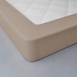 Hoeslaken<Colombine Effen hoeslaken in jersey, hoekdiepte 40 cm grijsbeige