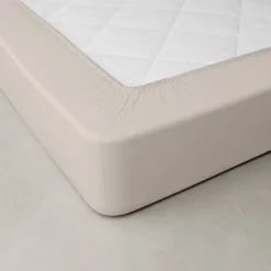 Hoeslaken<Blancheporte Effen hoeslaken in katoenbatist, hoeken van 40 cm zandkleur